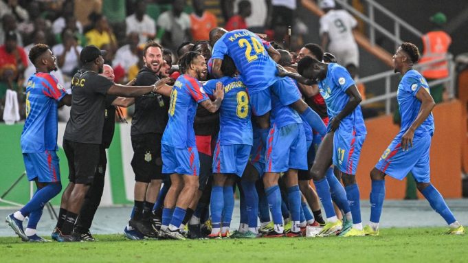 DR Congo players celebrate after eliminating Nigeria from the 2026 World Cup qualifiers
